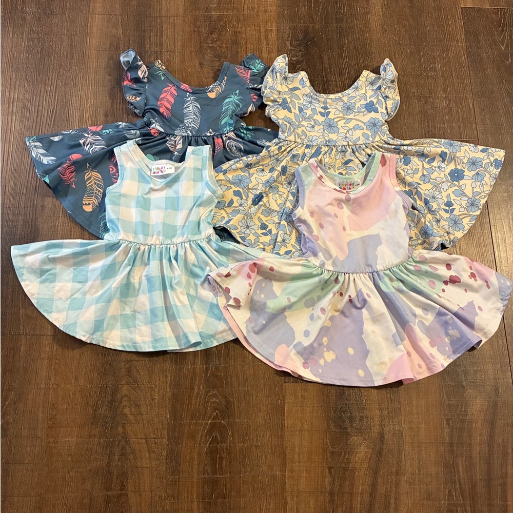 Dot Dot Smile Kids Twirl Dress Lot, Blue, Pink, and Cream